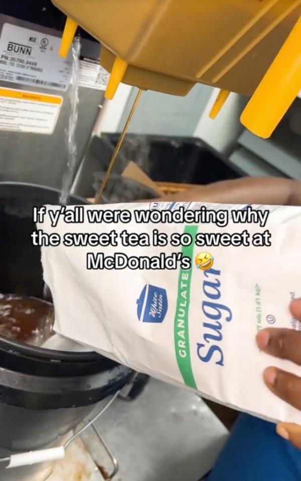 A McDonald's employee has shocked foodies by revealing how the fast food chain's iced tea is made - noting that it's a lot sweeter than you would expect.
