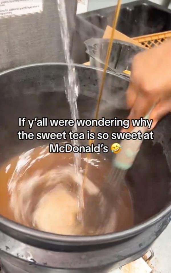 A McDonald's employee has shocked foodies by revealing how the fast food chain's iced tea is made - noting that it's a lot sweeter than you would expect.
