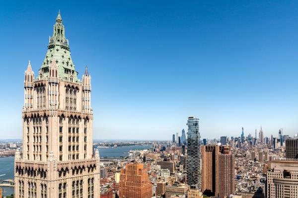 The penthouse is located within the Woolworth Building's copper top.