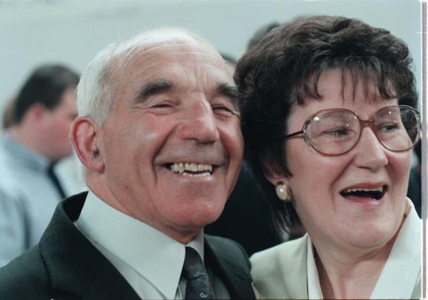 Independent candidate Harry Blaney and his wife, Margaret, at the Do<em></em>negal North East count in Letterkenny, April 1996. Photograph: Joe St Leger