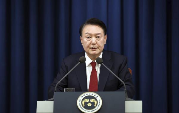 South Korean President Yoon Suk Yeol South Korea Unification Ministry via AP