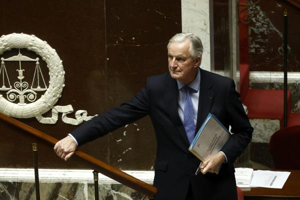 Michel Barnier in the French parliament. 