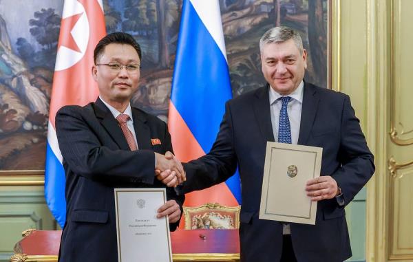 North Korean Vice Foreign Minister Kim Jong Gyu and Russian Deputy Foreign Minister Andrey Rudenko Russian Foreign Ministry/TASS