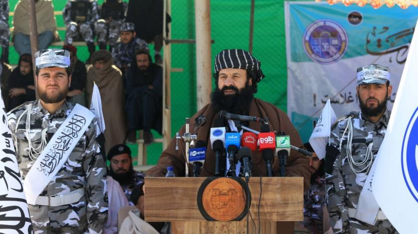 Refugee minister Khalil Haqqani attends a ceremony in Kabul, Afghanistan, Feb. 7, 2023. (EPA File Photo)