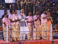 Prime Minister Narendra Modi attends Ganga Arti in Varanasi. (Image/X@narendramodi)