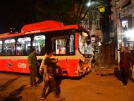 The damaged BEST undertaking's bus after it rammed into pedestrians as well as vehicles on a road at Kurla, in Mumbai (Photo: PTI)