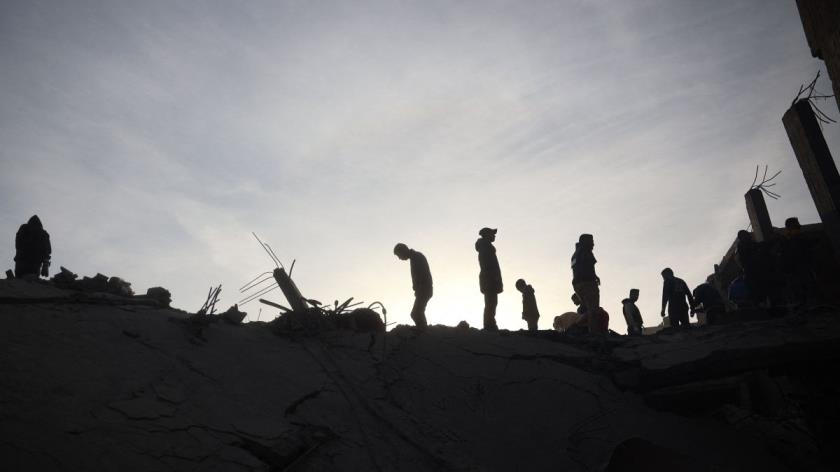 Palestinians inspect the damage after an Israeli strike on the Nuseirat refugee Camp in the central Gaza Strip, Palestine, Dec. 7, 2024. (AFP Photo)